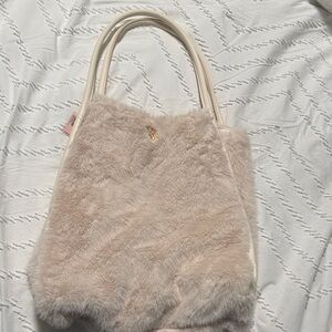 Elegant Cream Faux Fur Tote Bag
